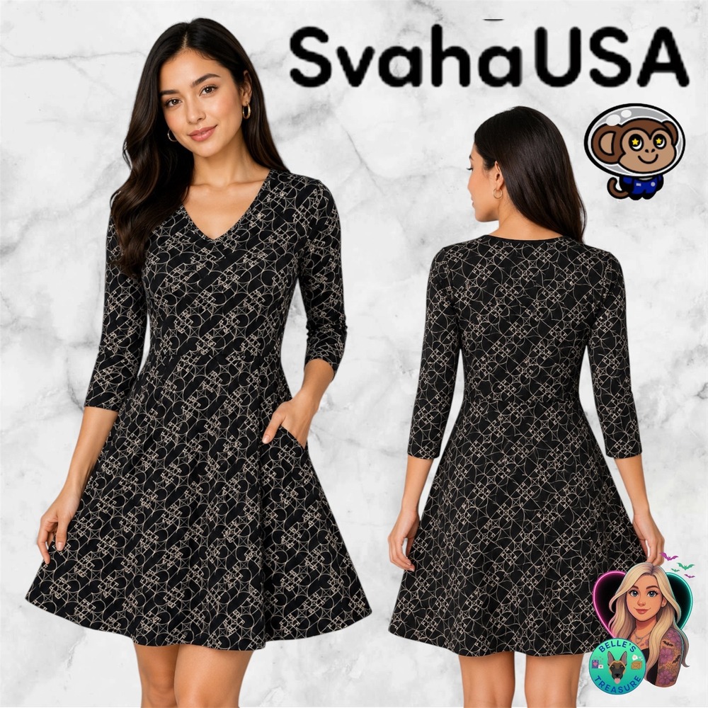 Svaha USA Dress Women's 8 Golden Ratio Fibonacci STEM Organic Cotton A-line Midi